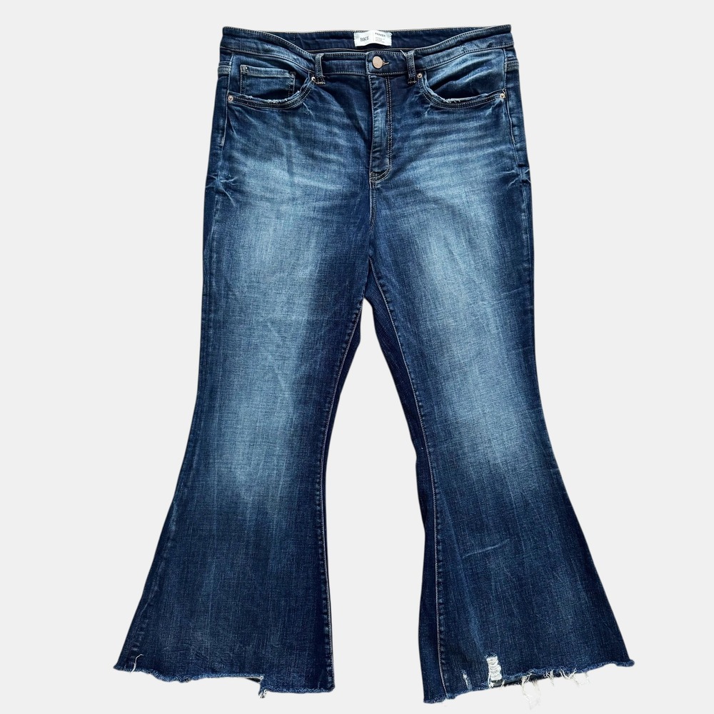 BKE‎ Parker High Rise Super Flare Jeans Distressed Blue Women's Size 16 18 Boho